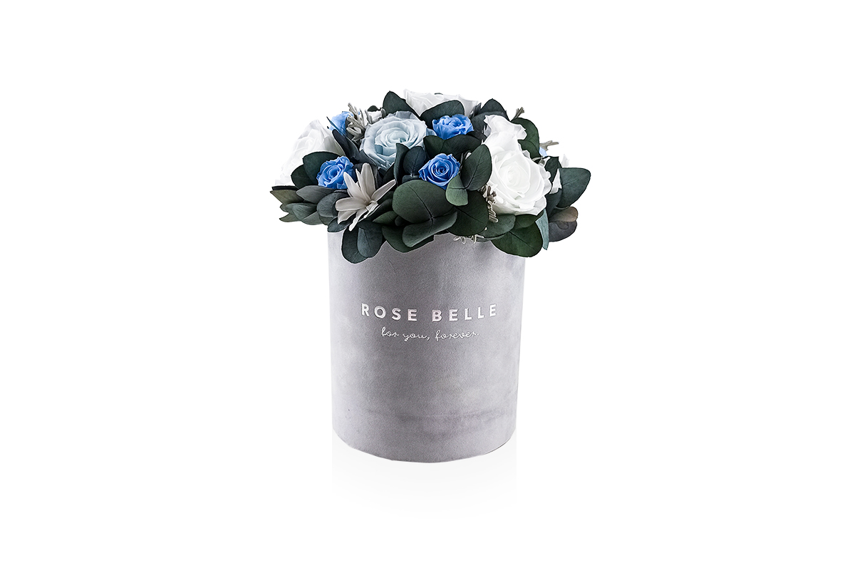 Rose Belle Box M szary DeLuxe błękitny z eukaliptusem