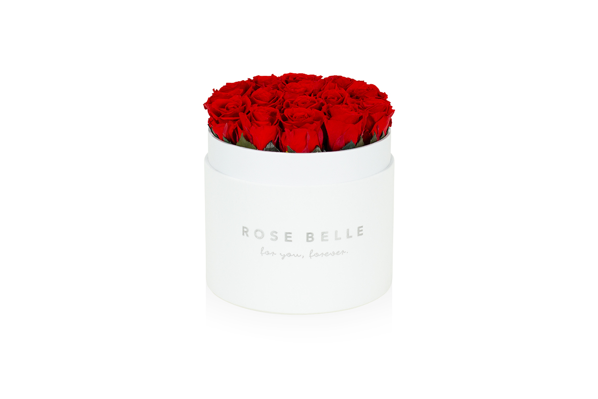 Rose Belle Box M flokowany biały